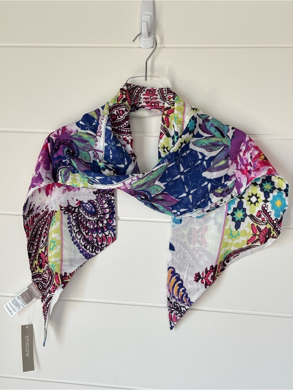 Chico's "Silk Road" Patchwork Oblong Rayon Scarf New